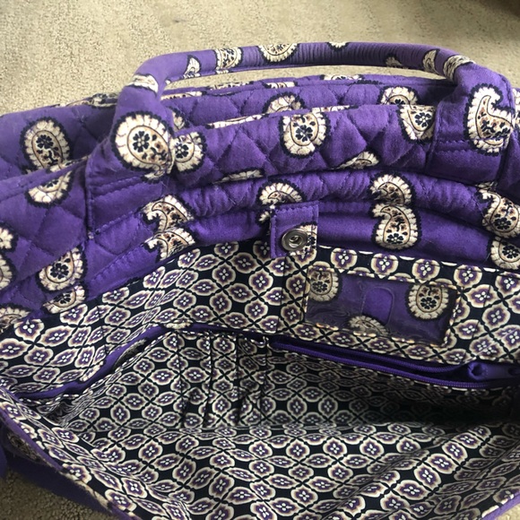 Vera Bradley Metropolitan Bag Simple Violet Purple Paisley, work bag, travel bag - Picture 8 of 15